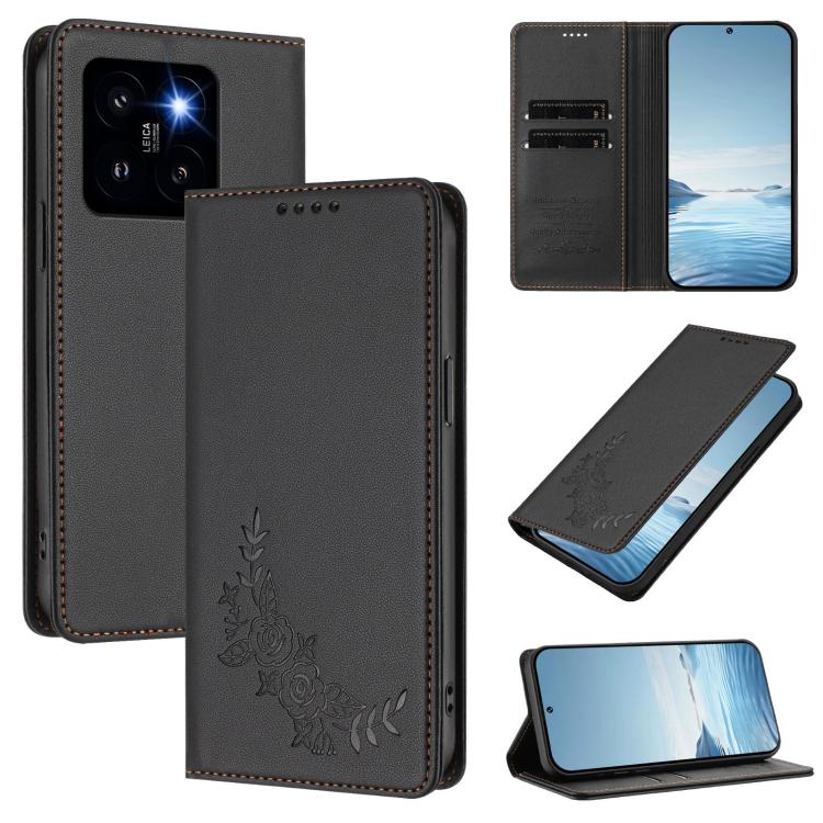 Peony Embossed Magnetic RFID Vegan Leather Phone Case, For Xiaomi 14T Pro 5G, For Xiaomi 14T 5G, For Xiaomi Poco F6 / Redmi Turbo 3, For Xiaomi Poco F6 Pro / Redmi K70 / K70 Pro, For Xiaomi Poco X6 Neo, For Xiaomi Poco X6 Pro, For Xiaomi 14 Ultra      ...