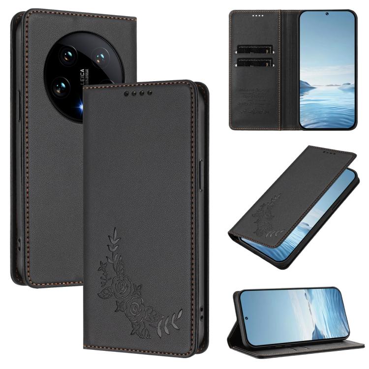 Peony Embossed Magnetic RFID Vegan Leather Phone Case, For Xiaomi 14T Pro 5G, For Xiaomi 14T 5G, For Xiaomi Poco F6 / Redmi Turbo 3, For Xiaomi Poco F6 Pro / Redmi K70 / K70 Pro, For Xiaomi Poco X6 Neo, For Xiaomi Poco X6 Pro, For Xiaomi 14 Ultra      ...