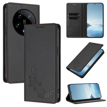 Peony Embossed Magnetic RFID Vegan Leather Phone Case, For Xiaomi 14T Pro 5G, For Xiaomi 14T 5G, For Xiaomi Poco F6 / Redmi Turbo 3, For Xiaomi Poco F6 Pro / Redmi K70 / K70 Pro, For Xiaomi Poco X6 Neo, For Xiaomi Poco X6 Pro, For Xiaomi 14 Ultra      ...