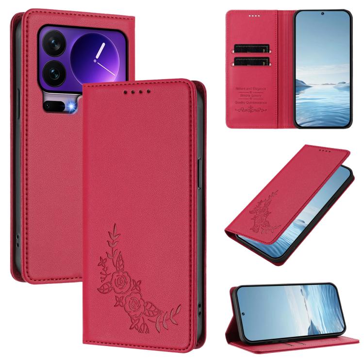 Peony Embossed Magnetic RFID Vegan Leather Phone Case, For Xiaomi 17 Max 5G, For Xiaomi 17T Pro 5G, For Xiaomi 17 Ultra, For Xiaomi Poco F8 Ultra 5G / Redmi K90 Pro Max, For Xiaomi Poco F8 Pro 5G / Redmi K90, For Xiaomi 17 Pro Max, For Xiaomi 17 Pro   ...