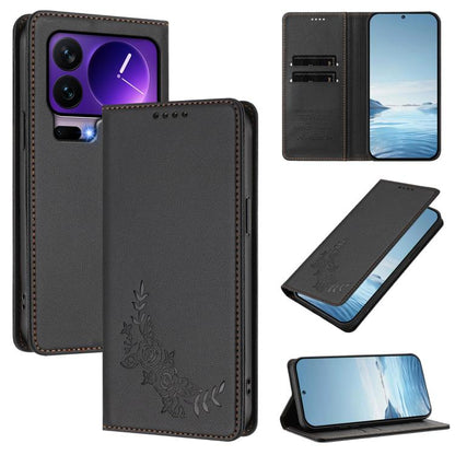 Peony Embossed Magnetic RFID Vegan Leather Phone Case, For Xiaomi 17 Max 5G, For Xiaomi 17T Pro 5G, For Xiaomi 17 Ultra, For Xiaomi Poco F8 Ultra 5G / Redmi K90 Pro Max, For Xiaomi Poco F8 Pro 5G / Redmi K90, For Xiaomi 17 Pro Max, For Xiaomi 17 Pro   ...