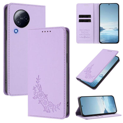 Peony Embossed Magnetic RFID Vegan Leather Phone Case, For Xiaomi 13T / 13T Pro / Redmi K60 Ultra, For Xiaomi 13 Ultra, For Xiaomi Civi 3, For Xiaomi 13 Lite / Civi 2, For Xiaomi 13 Pro 5G, For Xiaomi 13