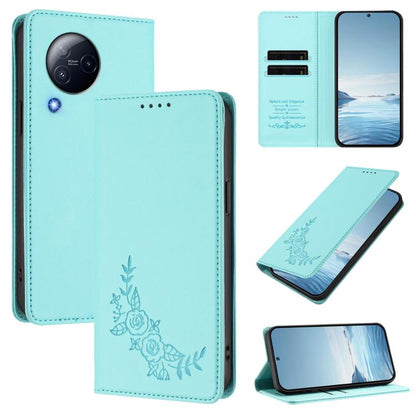 Peony Embossed Magnetic RFID Vegan Leather Phone Case, For Xiaomi 13T / 13T Pro / Redmi K60 Ultra, For Xiaomi 13 Ultra, For Xiaomi Civi 3, For Xiaomi 13 Lite / Civi 2, For Xiaomi 13 Pro 5G, For Xiaomi 13