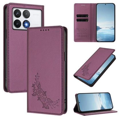 Peony Embossed Magnetic RFID Vegan Leather Phone Case, For Xiaomi 14T Pro 5G, For Xiaomi 14T 5G, For Xiaomi Poco F6 / Redmi Turbo 3, For Xiaomi Poco F6 Pro / Redmi K70 / K70 Pro, For Xiaomi Poco X6 Neo, For Xiaomi Poco X6 Pro, For Xiaomi 14 Ultra      ...