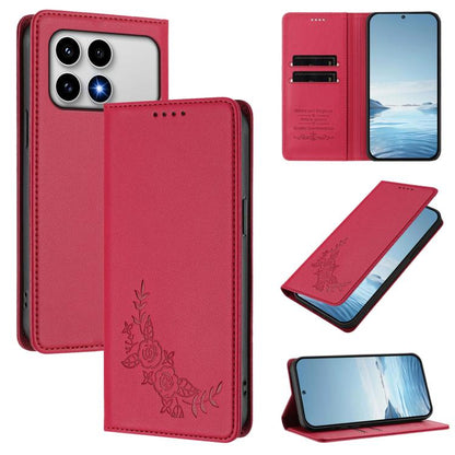 Peony Embossed Magnetic RFID Vegan Leather Phone Case, For Xiaomi 17 Max 5G, For Xiaomi 17T Pro 5G, For Xiaomi 17 Ultra, For Xiaomi Poco F8 Ultra 5G / Redmi K90 Pro Max, For Xiaomi Poco F8 Pro 5G / Redmi K90, For Xiaomi 17 Pro Max, For Xiaomi 17 Pro   ...