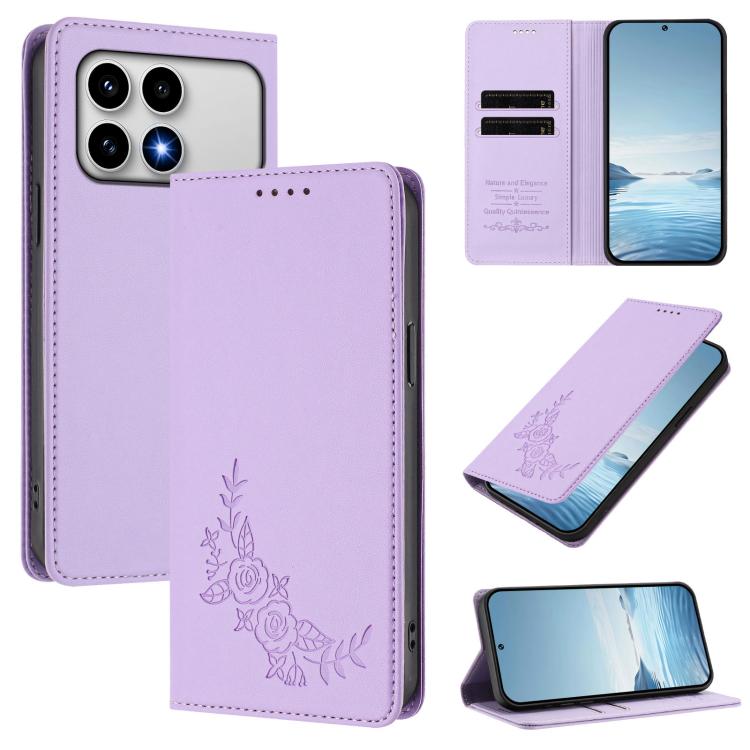 Peony Embossed Magnetic RFID Vegan Leather Phone Case, For Xiaomi 17 Max 5G, For Xiaomi 17T Pro 5G, For Xiaomi 17 Ultra, For Xiaomi Poco F8 Ultra 5G / Redmi K90 Pro Max, For Xiaomi Poco F8 Pro 5G / Redmi K90, For Xiaomi 17 Pro Max, For Xiaomi 17 Pro   ...