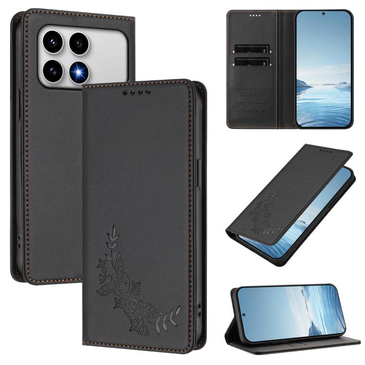 Peony Embossed Magnetic RFID Vegan Leather Phone Case, For Xiaomi 17 Max 5G, For Xiaomi 17T Pro 5G, For Xiaomi 17 Ultra, For Xiaomi Poco F8 Ultra 5G / Redmi K90 Pro Max, For Xiaomi Poco F8 Pro 5G / Redmi K90, For Xiaomi 17 Pro Max, For Xiaomi 17 Pro   ...