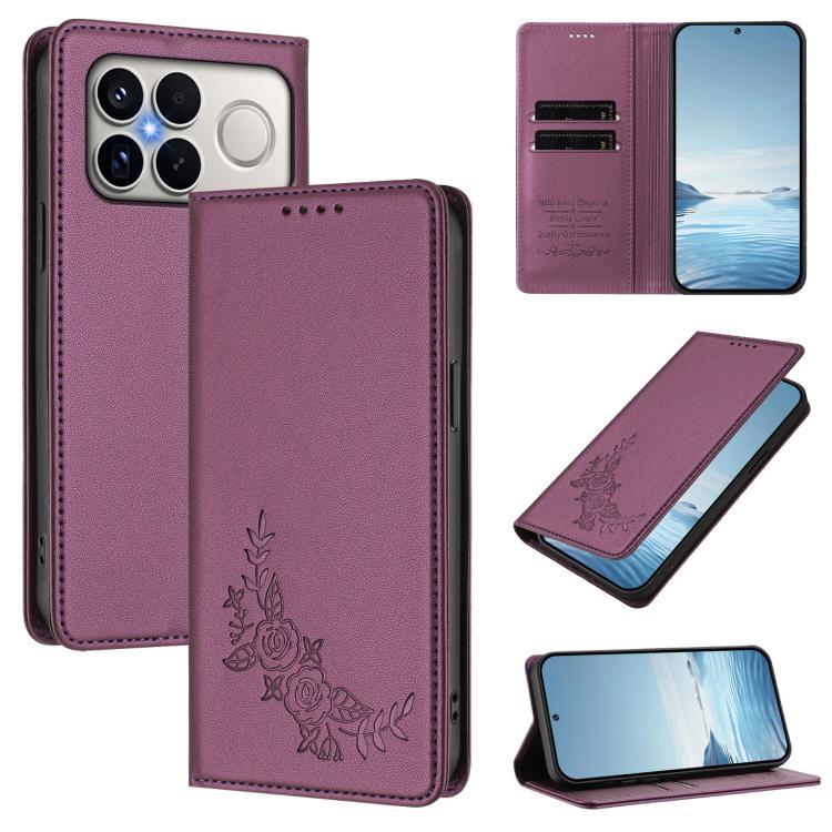 Peony Embossed Magnetic RFID Vegan Leather Phone Case, For Xiaomi 17 Max 5G, For Xiaomi 17T Pro 5G, For Xiaomi 17 Ultra, For Xiaomi Poco F8 Ultra 5G / Redmi K90 Pro Max, For Xiaomi Poco F8 Pro 5G / Redmi K90, For Xiaomi 17 Pro Max, For Xiaomi 17 Pro   ...