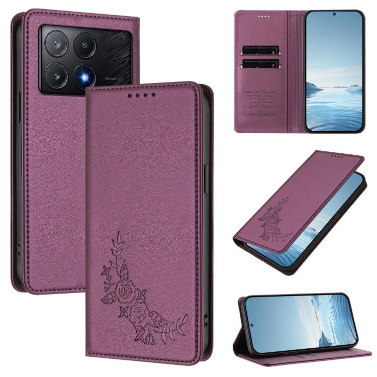 Peony Embossed Magnetic RFID Vegan Leather Phone Case, For Xiaomi 14T Pro 5G, For Xiaomi 14T 5G, For Xiaomi Poco F6 / Redmi Turbo 3, For Xiaomi Poco F6 Pro / Redmi K70 / K70 Pro, For Xiaomi Poco X6 Neo, For Xiaomi Poco X6 Pro, For Xiaomi 14 Ultra      ...