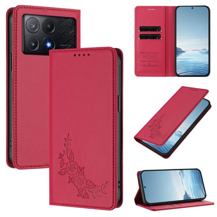 Peony Embossed Magnetic RFID Vegan Leather Phone Case, For Xiaomi 14T Pro 5G, For Xiaomi 14T 5G, For Xiaomi Poco F6 / Redmi Turbo 3, For Xiaomi Poco F6 Pro / Redmi K70 / K70 Pro, For Xiaomi Poco X6 Neo, For Xiaomi Poco X6 Pro, For Xiaomi 14 Ultra      ...