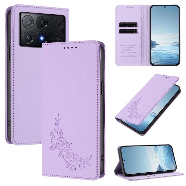 Peony Embossed Magnetic RFID Vegan Leather Phone Case, For Xiaomi 14T Pro 5G, For Xiaomi 14T 5G, For Xiaomi Poco F6 / Redmi Turbo 3, For Xiaomi Poco F6 Pro / Redmi K70 / K70 Pro, For Xiaomi Poco X6 Neo, For Xiaomi Poco X6 Pro, For Xiaomi 14 Ultra      ...