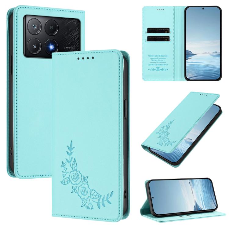 Peony Embossed Magnetic RFID Vegan Leather Phone Case, For Xiaomi 14T Pro 5G, For Xiaomi 14T 5G, For Xiaomi Poco F6 / Redmi Turbo 3, For Xiaomi Poco F6 Pro / Redmi K70 / K70 Pro, For Xiaomi Poco X6 Neo, For Xiaomi Poco X6 Pro, For Xiaomi 14 Ultra      ...