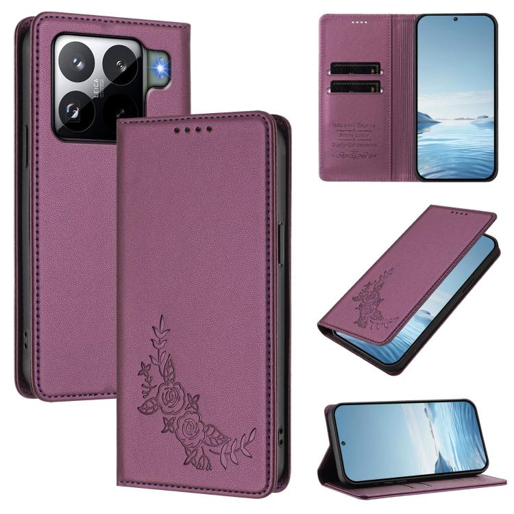 Peony Embossed Magnetic RFID Vegan Leather Phone Case, For Xiaomi Poco M7 4G 171mm, For Xiaomi 15T Pro 5G, For Xiaomi 15T 5G, For Xiaomi Civi 5 Pro 5G, For Xiaomi 15S Pro, For Xiaomi 15 Ultra, For Xiaomi Poco X7 Pro 5G / Redmi Turbo 4 5G               ...