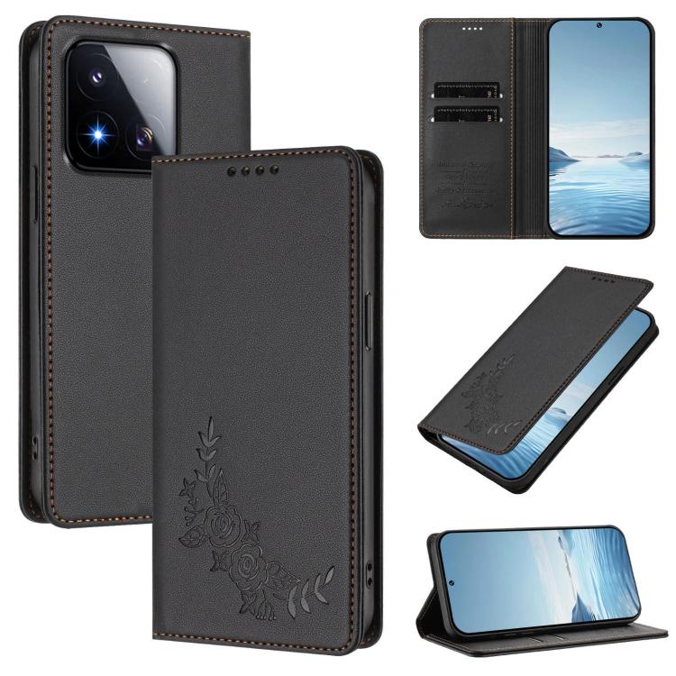 Peony Embossed Magnetic RFID Vegan Leather Phone Case, For Xiaomi 17 Max 5G, For Xiaomi 17T Pro 5G, For Xiaomi 17 Ultra, For Xiaomi Poco F8 Ultra 5G / Redmi K90 Pro Max, For Xiaomi Poco F8 Pro 5G / Redmi K90, For Xiaomi 17 Pro Max, For Xiaomi 17 Pro   ...