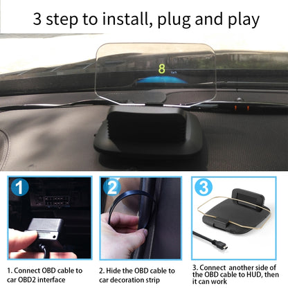 C1 OBD2 + GPS Mode Car HUD Head-up Display Compass / Speed / Water Temperature / Voltage Display / Speed Alarm / Fault Alarm, C1 Without Navigation Function