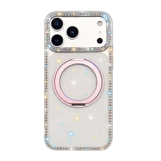 Diamond IMD 360 Rotation Magnetic Metal Holder Phone Case, For iPhone 18 Pro / 17 Pro, For iPhone 18 Pro Max / 17 Pro Max, For iPhone 17e / 16e, For iPhone 17, For iPhone Air, For iPhone 16 Pro Max, For iPhone 16 Pro, For iPhone 16, For iPhone 15 Pro M...