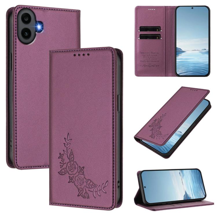 Peony Embossed Magnetic RFID Vegan Leather Phone Case, For Nothing Phone 4a Pro, For Nothing Phone 4a, For Nothing Phone 3a Lite, For Nothing Phone 3, For Nothing CMF Phone 2 Pro, For Nothing Phone 3a, For Nothing Phone 3a Pro, For Nothing CMF Phone 1 ...