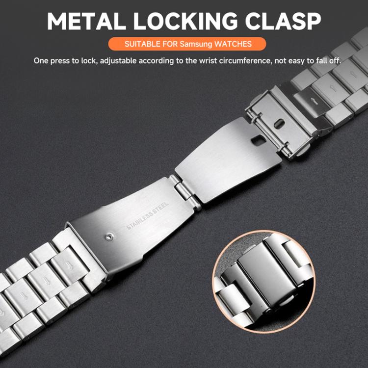 Tri-Beads Stainless Steel Watch Band with Film Integrated PC Case and Strap Link Remover Set, For Samsung Galaxy Watch7 44mm, For Samsung Galaxy Watch7 40mm, For Samsung Galaxy Watch6 44mm, For Samsung Galaxy Watch6 40mm, For Samsung Galaxy Watch5 44mm...