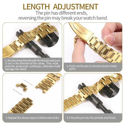Tri-Beads Stainless Steel Watch Band with Film Integrated PC Case and Strap Link Remover Set, For Samsung Galaxy Watch7 44mm, For Samsung Galaxy Watch7 40mm, For Samsung Galaxy Watch6 44mm, For Samsung Galaxy Watch6 40mm, For Samsung Galaxy Watch5 44mm...