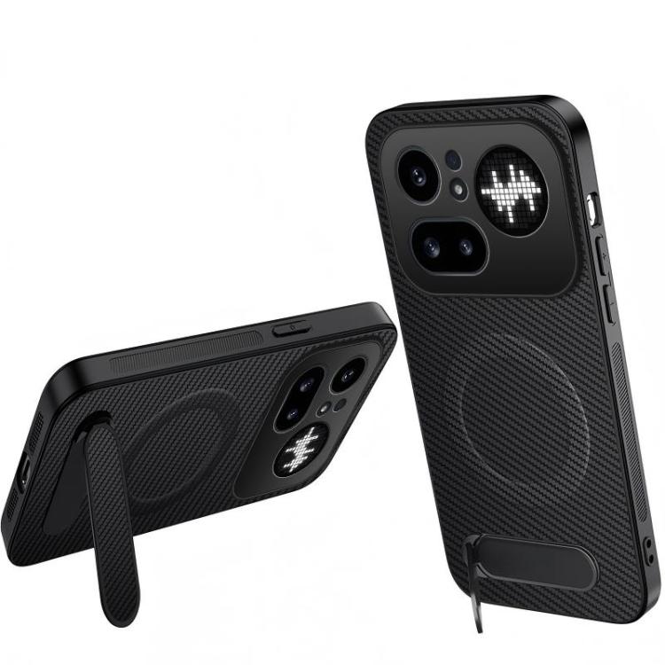 WANLONFENG Kickstand Carbon Fiber Texture Magnetic Phone Case, For Nothing Phone 4a Pro, For Nothing Phone 4a