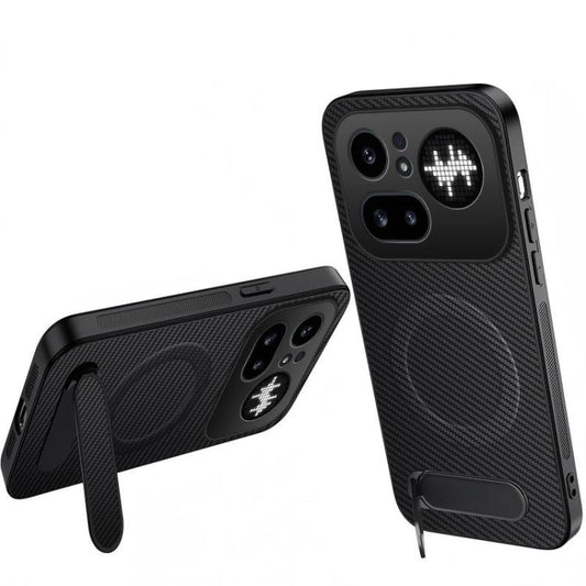 WANLONFENG Kickstand Carbon Fiber Texture Magnetic Phone Case, For Nothing Phone 4a Pro, For Nothing Phone 4a
