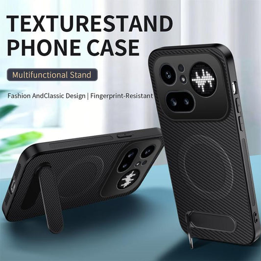 WANLONFENG Kickstand Carbon Fiber Texture Magnetic Phone Case, For Nothing Phone 4a Pro, For Nothing Phone 4a