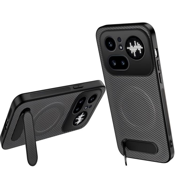 WANLONFENG Kickstand Carbon Fiber Texture Magnetic Phone Case, For Nothing Phone 4a Pro, For Nothing Phone 4a