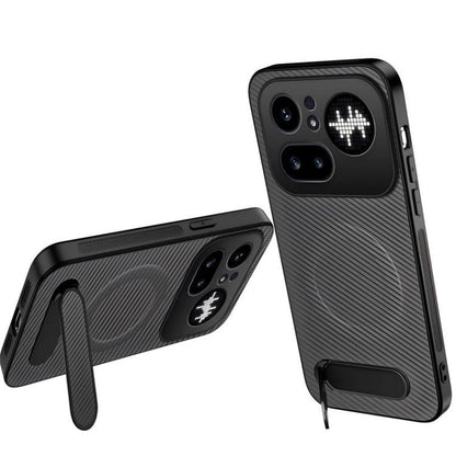 WANLONFENG Kickstand Carbon Fiber Texture Magnetic Phone Case, For Nothing Phone 4a Pro, For Nothing Phone 4a
