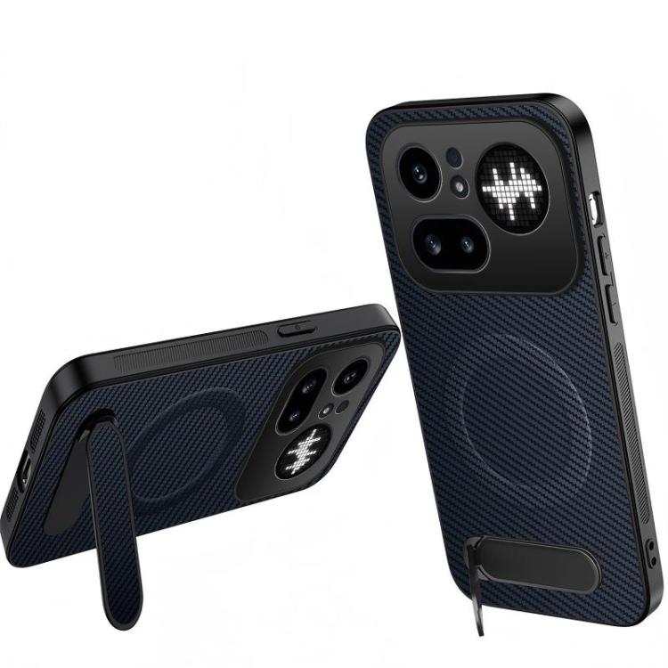 WANLONFENG Kickstand Carbon Fiber Texture Magnetic Phone Case, For Nothing Phone 4a Pro, For Nothing Phone 4a