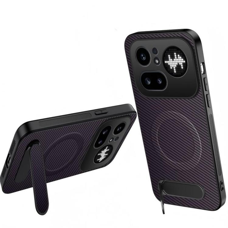 WANLONFENG Kickstand Carbon Fiber Texture Magnetic Phone Case, For Nothing Phone 4a Pro, For Nothing Phone 4a