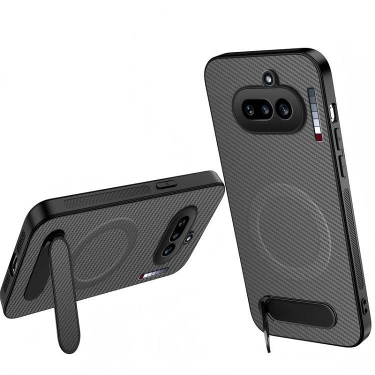 WANLONFENG Kickstand Carbon Fiber Texture Magnetic Phone Case, For Nothing Phone 4a Pro, For Nothing Phone 4a