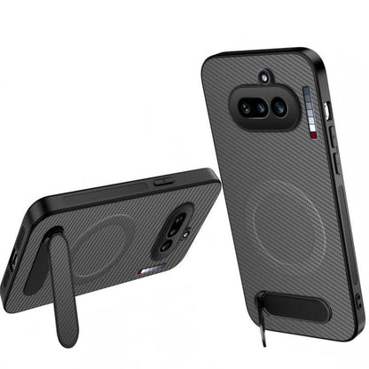 WANLONFENG Kickstand Carbon Fiber Texture Magnetic Phone Case, For Nothing Phone 4a Pro, For Nothing Phone 4a