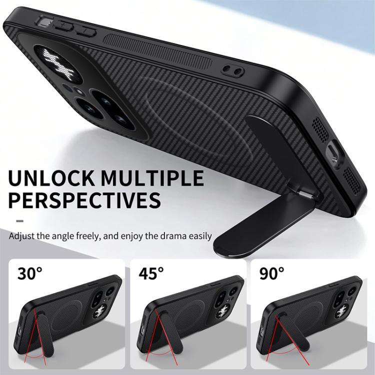 WANLONFENG Kickstand Carbon Fiber Texture Magnetic Phone Case with 2pcs Screen Films, For Nothing Phone 4a Pro, For Nothing Phone 4a