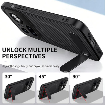 WANLONFENG Kickstand Carbon Fiber Texture Magnetic Phone Case with 2pcs Screen Films, For Nothing Phone 4a Pro, For Nothing Phone 4a