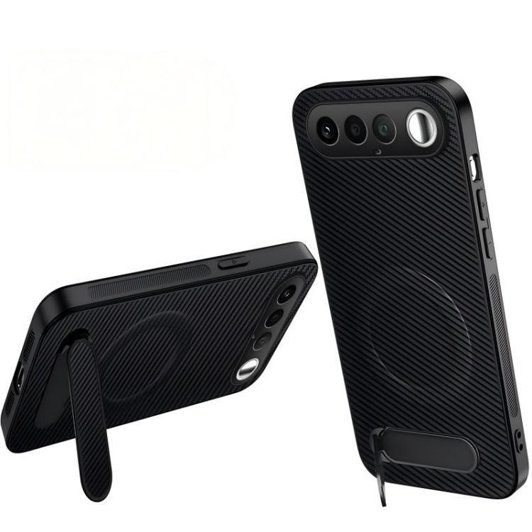WANLONFENG Kickstand Carbon Fiber Texture Magnetic Phone Case, For Realme 16 5G