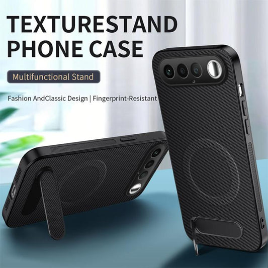 WANLONFENG Kickstand Carbon Fiber Texture Magnetic Phone Case, For Realme 16 5G