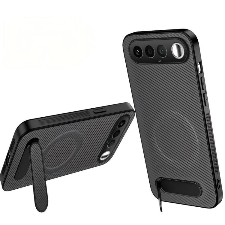 WANLONFENG Kickstand Carbon Fiber Texture Magnetic Phone Case, For Realme 16 5G
