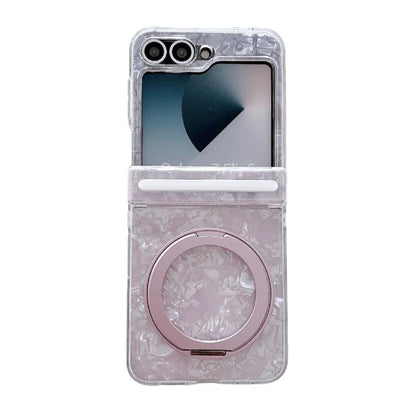 Axial Magnetic Shell Pattern Phone Case with 360 Holder, For Galaxy Z Fold8 Ultra 5G, For Galaxy Z Flip8 5G, For Samsung Galaxy Z Flip7 FE/6, For Samsung Galaxy Z Fold7 5G, For Samsung Galaxy Z Flip7 5G, For Samsung Galaxy Z Fold6                      ...