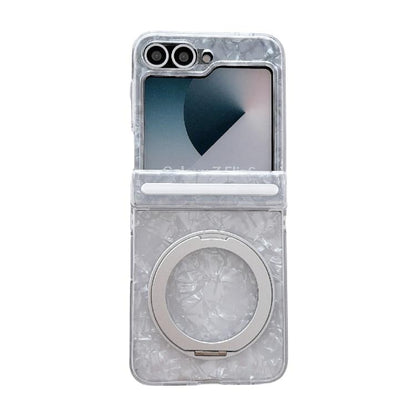 Axial Magnetic Shell Pattern Phone Case with 360 Holder, For Galaxy Z Fold8 Ultra 5G, For Galaxy Z Flip8 5G, For Samsung Galaxy Z Flip7 FE/6, For Samsung Galaxy Z Fold7 5G, For Samsung Galaxy Z Flip7 5G, For Samsung Galaxy Z Fold6                      ...