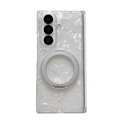 Axial Magnetic Shell Pattern Phone Case with 360 Holder, For Galaxy Z Fold8 Ultra 5G, For Galaxy Z Flip8 5G, For Samsung Galaxy Z Flip7 FE/6, For Samsung Galaxy Z Fold7 5G, For Samsung Galaxy Z Flip7 5G, For Samsung Galaxy Z Fold6                      ...