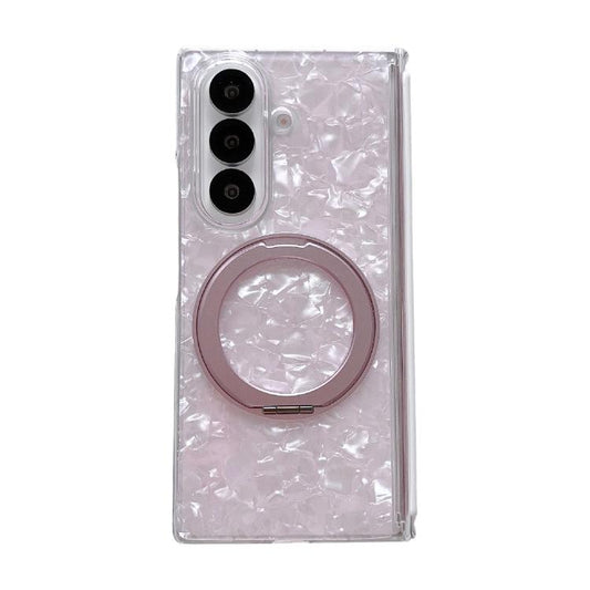 Axial Magnetic Shell Pattern Phone Case with 360 Holder, For Galaxy Z Fold8 Ultra 5G, For Galaxy Z Flip8 5G, For Samsung Galaxy Z Flip7 FE/6, For Samsung Galaxy Z Fold7 5G, For Samsung Galaxy Z Flip7 5G, For Samsung Galaxy Z Fold6                      ...