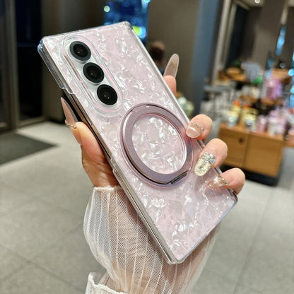 Axial Magnetic Shell Pattern Phone Case with 360 Holder, For Galaxy Z Fold8 Ultra 5G, For Galaxy Z Flip8 5G, For Samsung Galaxy Z Flip7 FE/6, For Samsung Galaxy Z Fold7 5G, For Samsung Galaxy Z Flip7 5G, For Samsung Galaxy Z Fold6                      ...