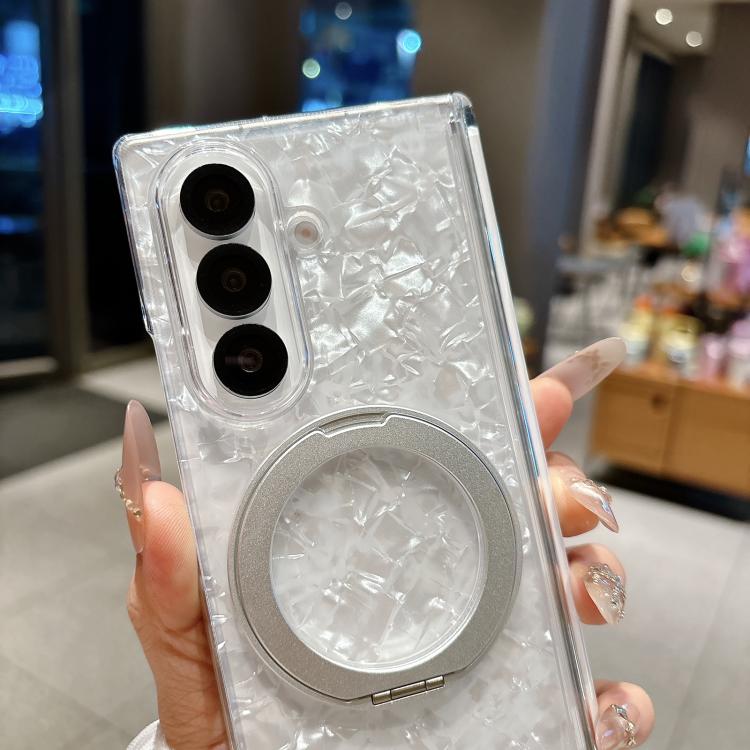 Axial Magnetic Shell Pattern Phone Case with 360 Holder, For Galaxy Z Fold8 Ultra 5G, For Galaxy Z Flip8 5G, For Samsung Galaxy Z Flip7 FE/6, For Samsung Galaxy Z Fold7 5G, For Samsung Galaxy Z Flip7 5G, For Samsung Galaxy Z Fold6                      ...