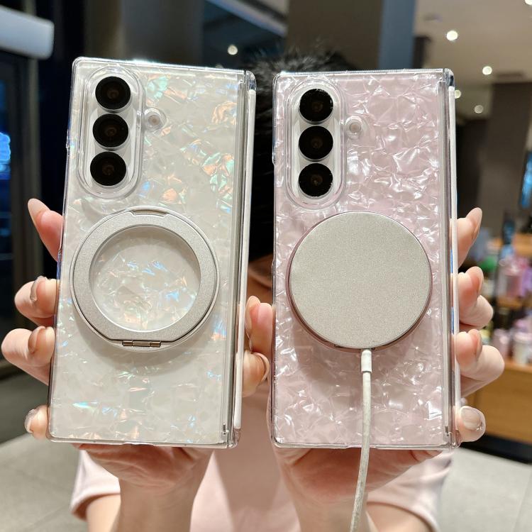 Axial Magnetic Shell Pattern Phone Case with 360 Holder, For Galaxy Z Fold8 Ultra 5G, For Galaxy Z Flip8 5G, For Samsung Galaxy Z Flip7 FE/6, For Samsung Galaxy Z Fold7 5G, For Samsung Galaxy Z Flip7 5G, For Samsung Galaxy Z Fold6                      ...