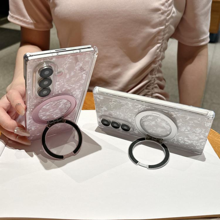 Axial Magnetic Shell Pattern Phone Case with 360 Holder, For Galaxy Z Fold8 Ultra 5G, For Galaxy Z Flip8 5G, For Samsung Galaxy Z Flip7 FE/6, For Samsung Galaxy Z Fold7 5G, For Samsung Galaxy Z Flip7 5G, For Samsung Galaxy Z Fold6                      ...