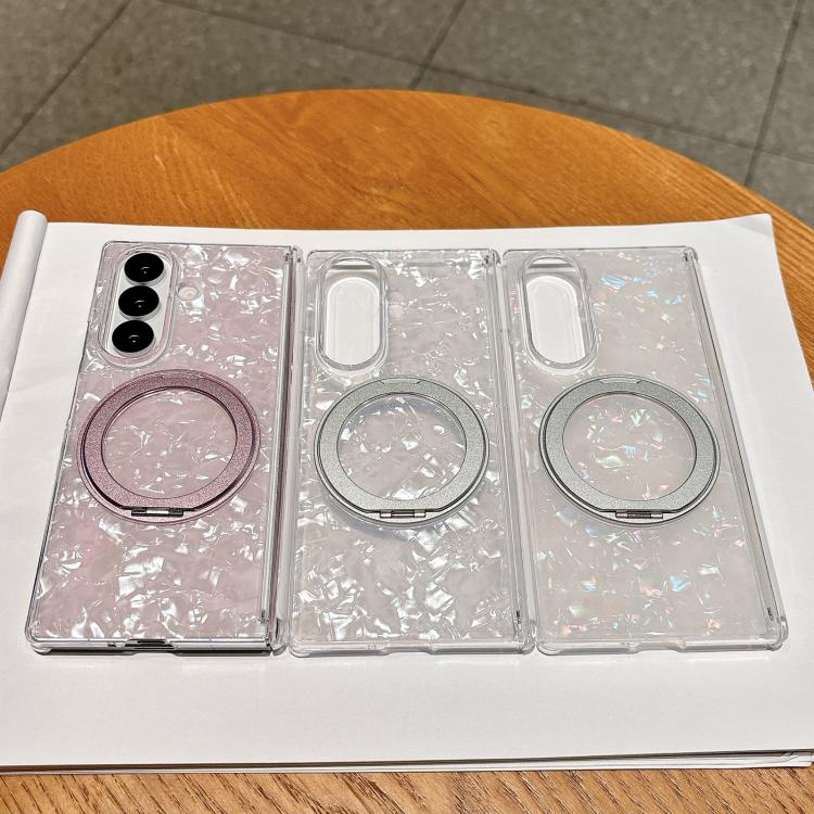 Axial Magnetic Shell Pattern Phone Case with 360 Holder, For Galaxy Z Fold8 Ultra 5G, For Galaxy Z Flip8 5G, For Samsung Galaxy Z Flip7 FE/6, For Samsung Galaxy Z Fold7 5G, For Samsung Galaxy Z Flip7 5G, For Samsung Galaxy Z Fold6                      ...