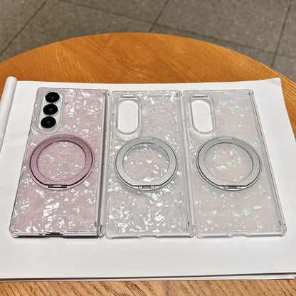 Axial Magnetic Shell Pattern Phone Case with 360 Holder, For Galaxy Z Fold8 Ultra 5G, For Galaxy Z Flip8 5G, For Samsung Galaxy Z Flip7 FE/6, For Samsung Galaxy Z Fold7 5G, For Samsung Galaxy Z Flip7 5G, For Samsung Galaxy Z Fold6                      ...