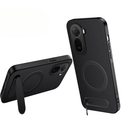 WANLONFENG Kickstand Carbon Fiber Texture Magnetic Phone Case, For Redmi A7 Pro 171mm / Poco C85x 5G, For Redmi 15a 5G, For Redmi Turbo 5 Max / Poco X8 Pro Max 5G, For Redmi Turbo 5 5G / Poco X8 Pro 5G, For Redmi Note 15 Pro+ 5G Global 163.3mm         ...
