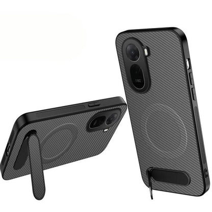 WANLONFENG Kickstand Carbon Fiber Texture Magnetic Phone Case, For Redmi A7 Pro 171mm / Poco C85x 5G, For Redmi 15a 5G, For Redmi Turbo 5 Max / Poco X8 Pro Max 5G, For Redmi Turbo 5 5G / Poco X8 Pro 5G, For Redmi Note 15 Pro+ 5G Global 163.3mm         ...