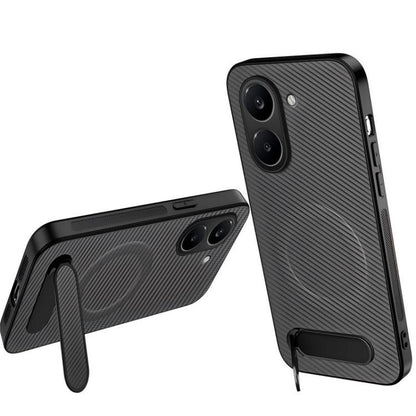 WANLONFENG Kickstand Carbon Fiber Texture Magnetic Phone Case, For Redmi A7 Pro 171mm / Poco C85x 5G, For Redmi 15a 5G, For Redmi Turbo 5 Max / Poco X8 Pro Max 5G, For Redmi Turbo 5 5G / Poco X8 Pro 5G, For Redmi Note 15 Pro+ 5G Global 163.3mm         ...